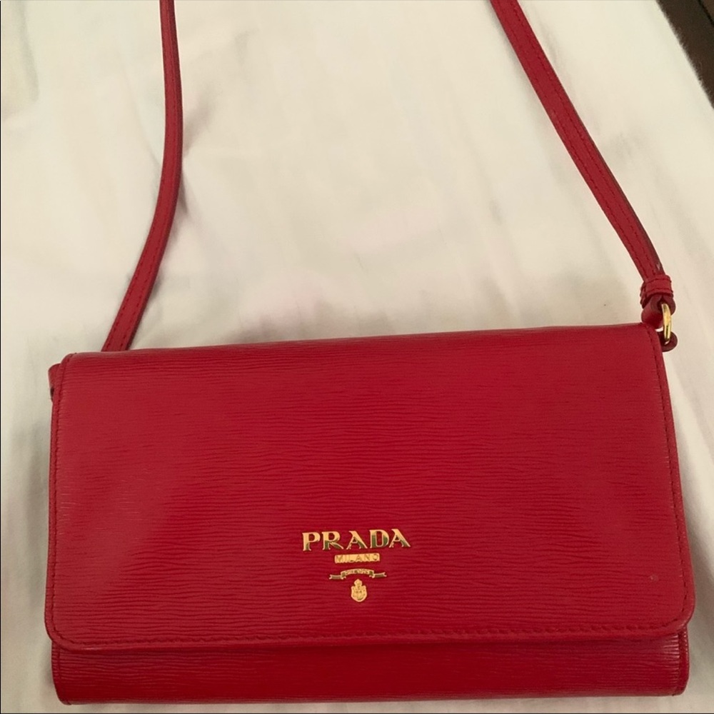 Authentic Prada wallet on chain.